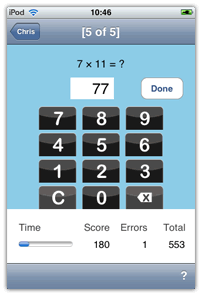 mathtrainer screen on iphone